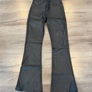 American Eagle Outfitters Black Faux Leather Flare Pants